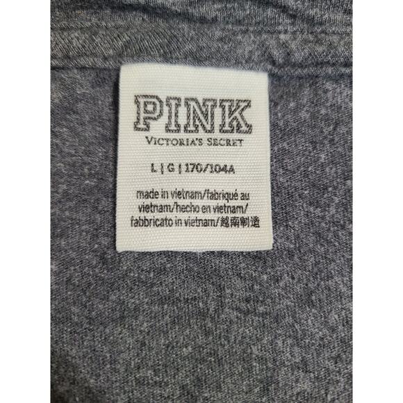 Victoria secret PINK large women's gray long sleeve logo t-shirt - Picture 4 of 8
